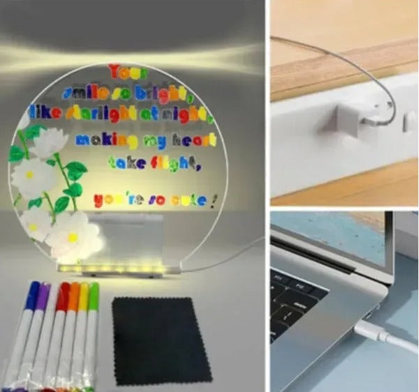 Led Light Up Board Magic LED Note Board With 7-Color Pens