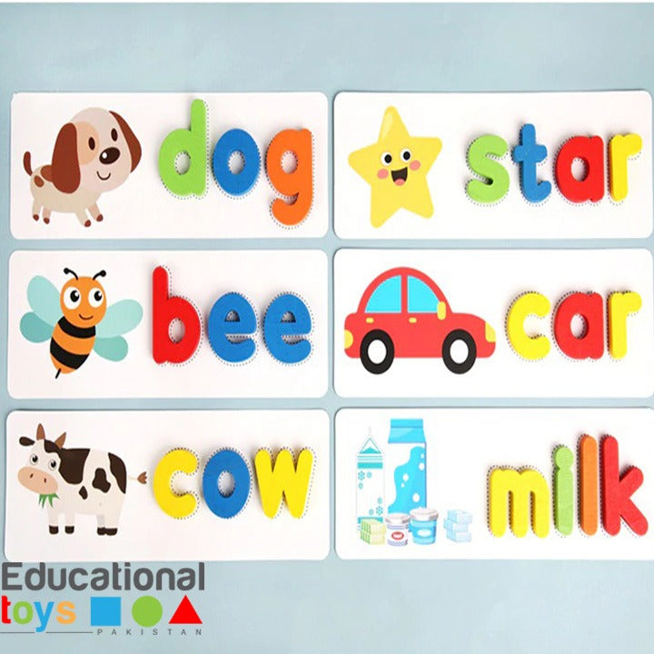 English Letter Learning Cards with Alphabet Pegs