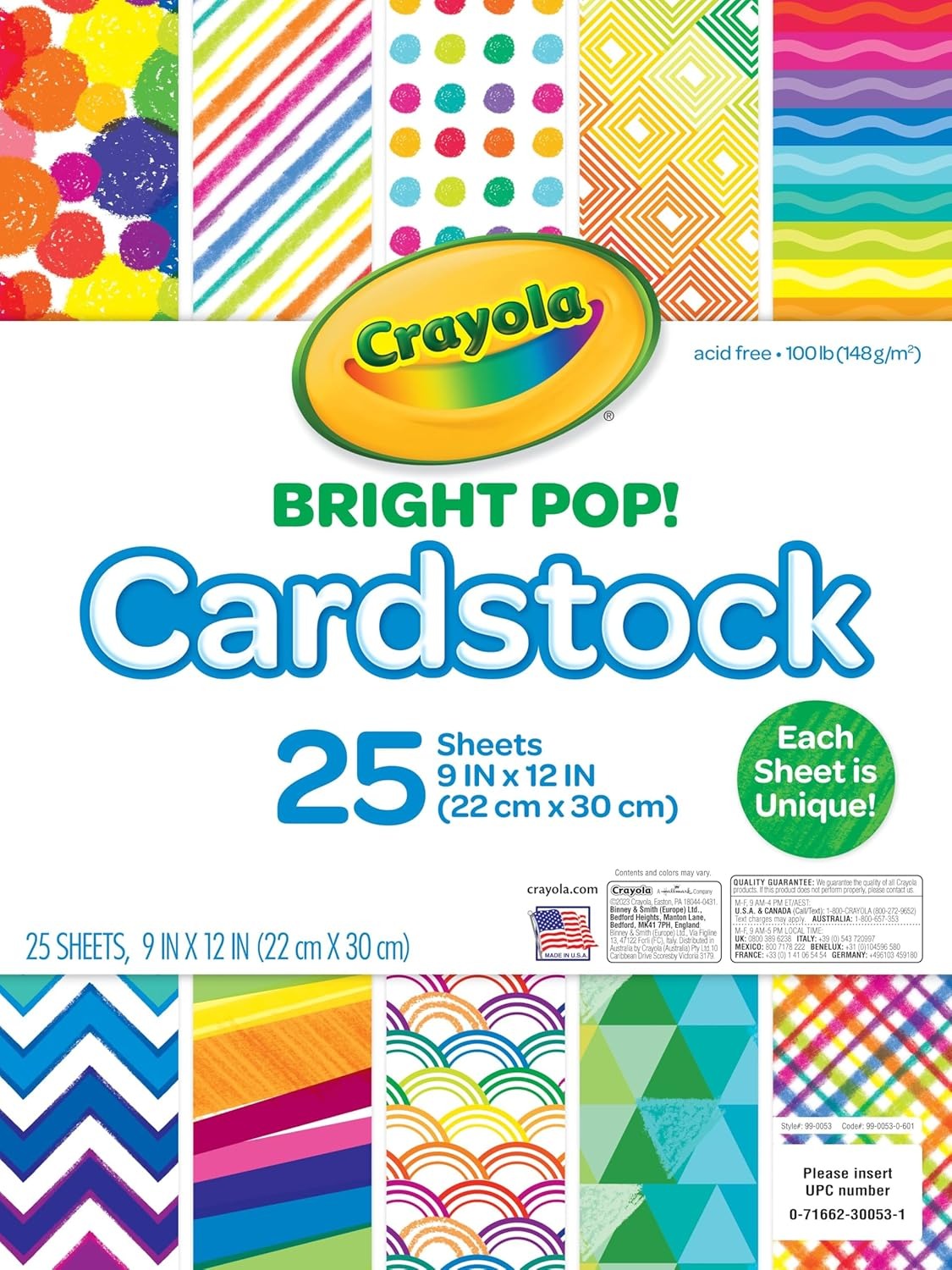 Cartulina Pop brillante de 25 Quilates, Multicolor