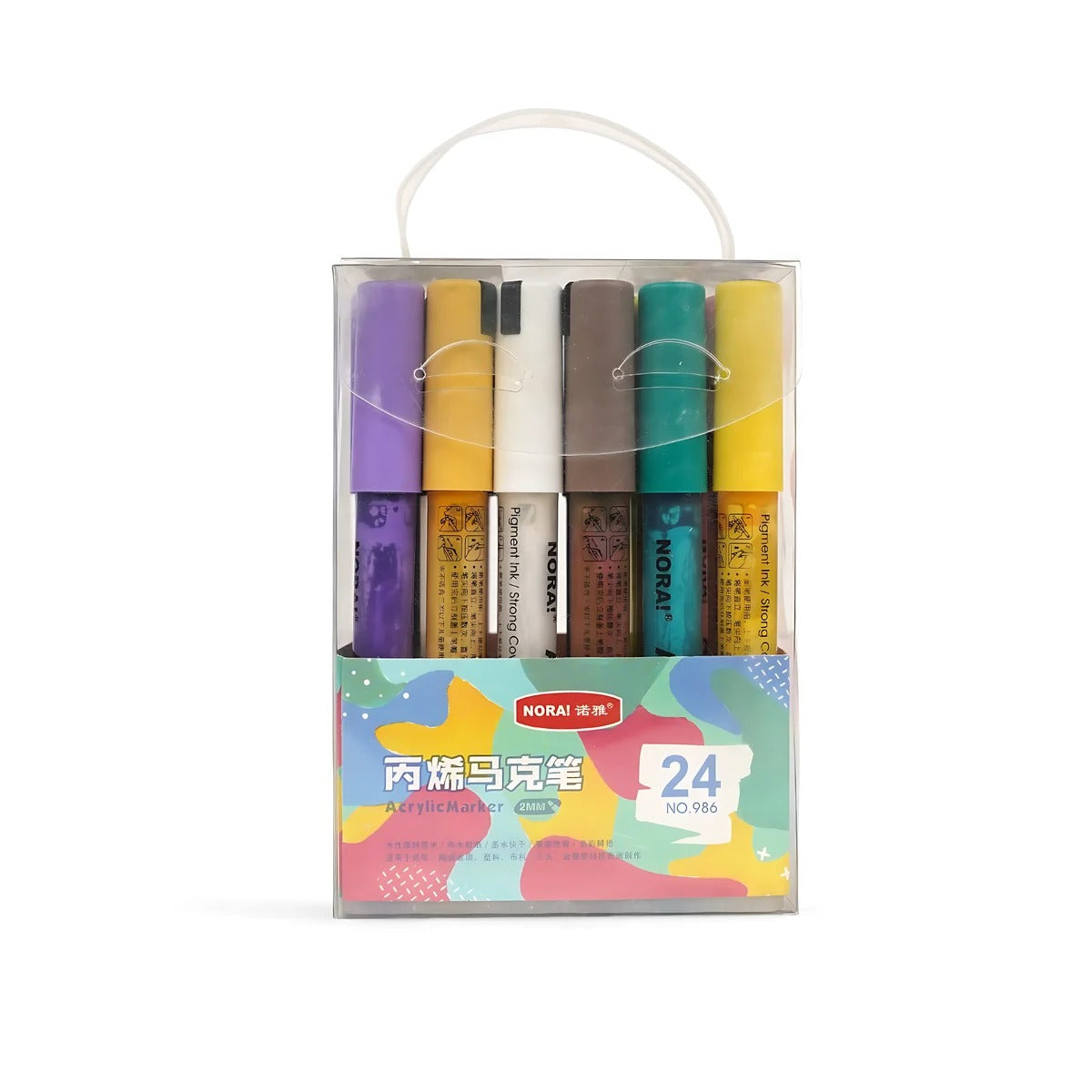 NORA Acrylic Marker Set | 12 & 24 Colors | Multi-Surface Art Markers