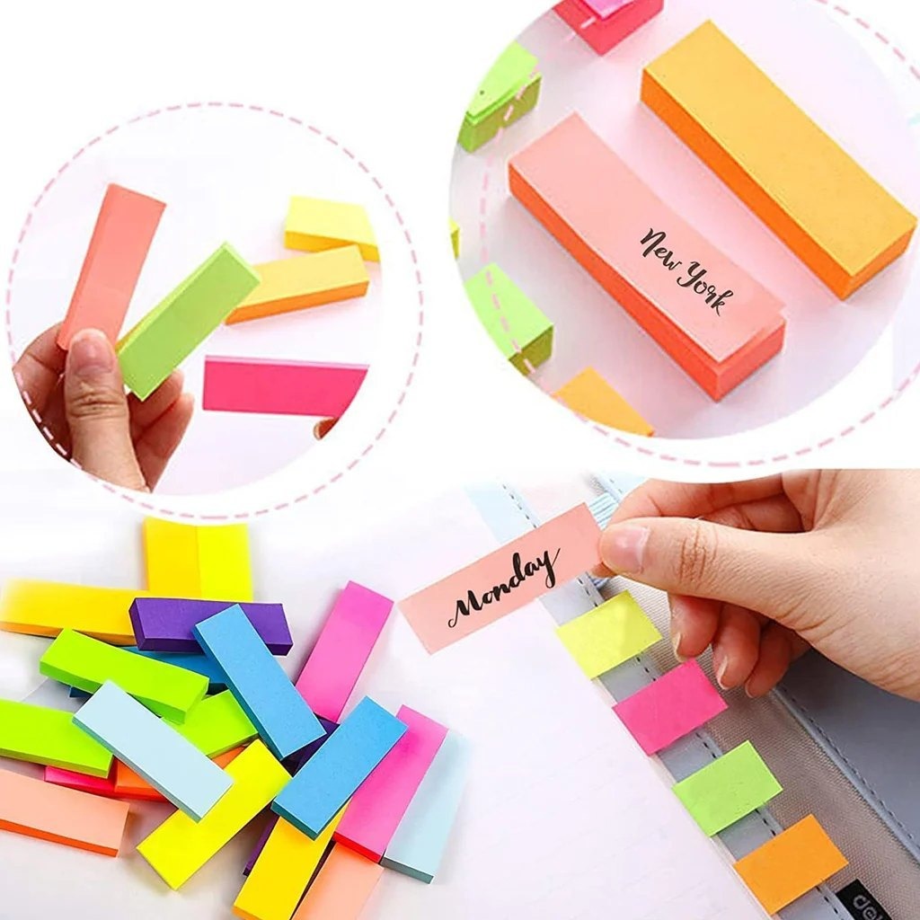 Multicolour Sticky Notes with Cut Design – 3 Strips Multiple Sizes