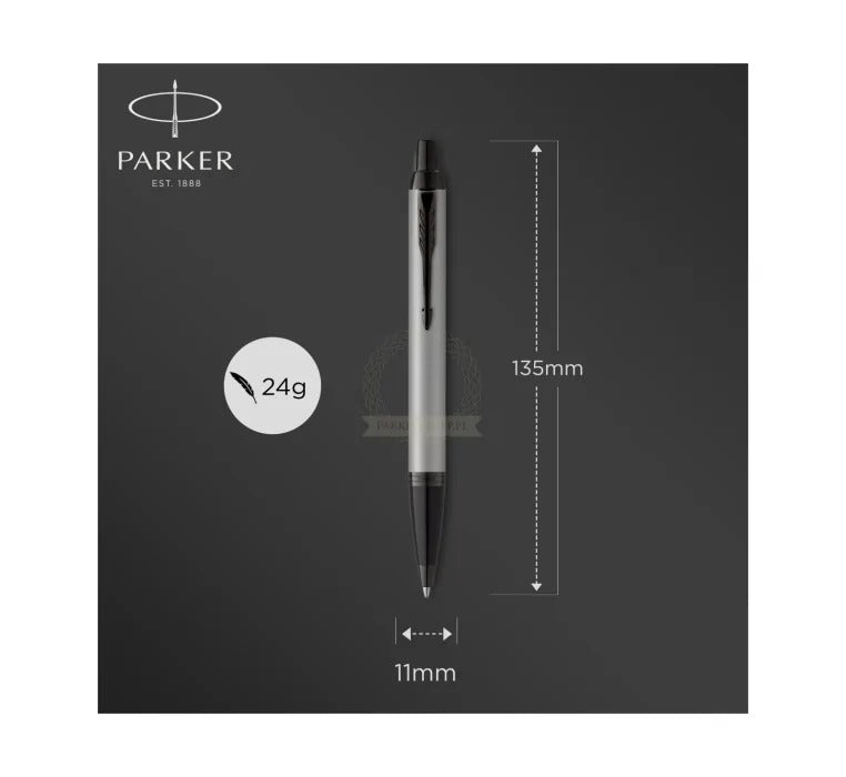 Parker IM Monochrome Blue Ballpoint Pen With Matte Grey PVD Finish