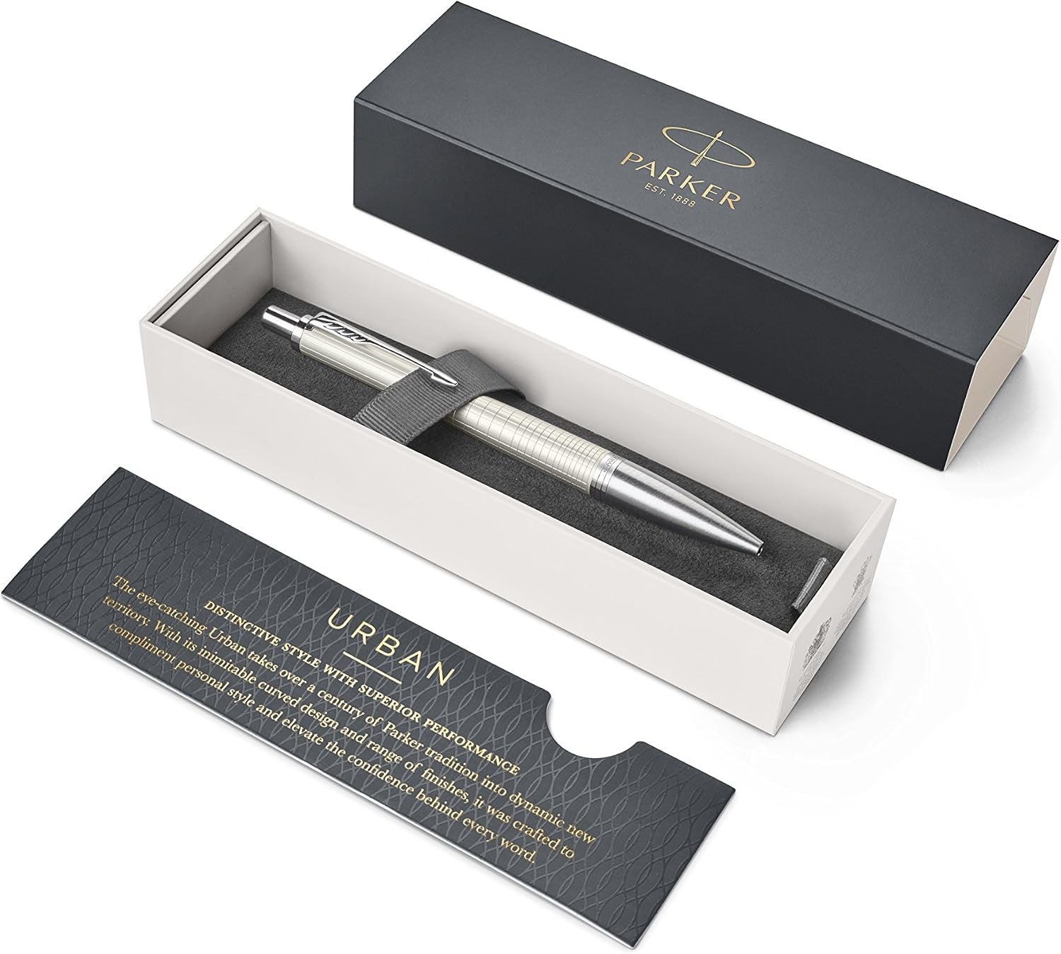 Parker Urban Ballpoint Pen, Premium Pearl Metal Chiselled