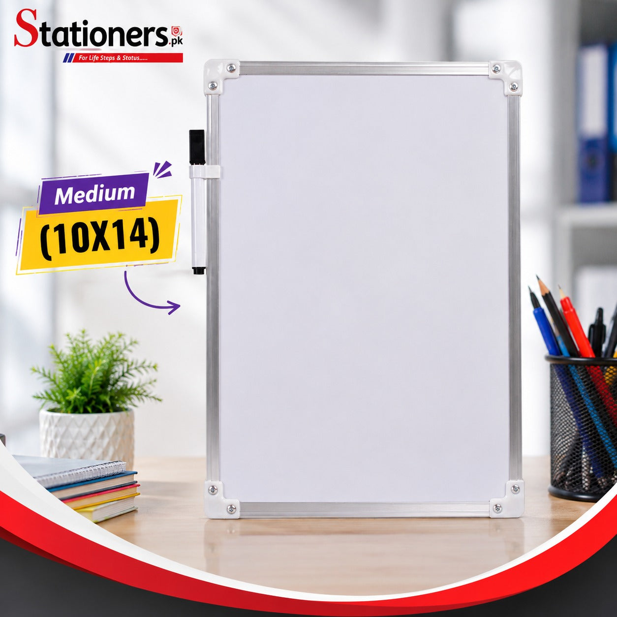 Magnetic White Board Aluminium Border – Small (8x12), Medium (10x14) & Large (12x16) | Dry Erase Writing Board