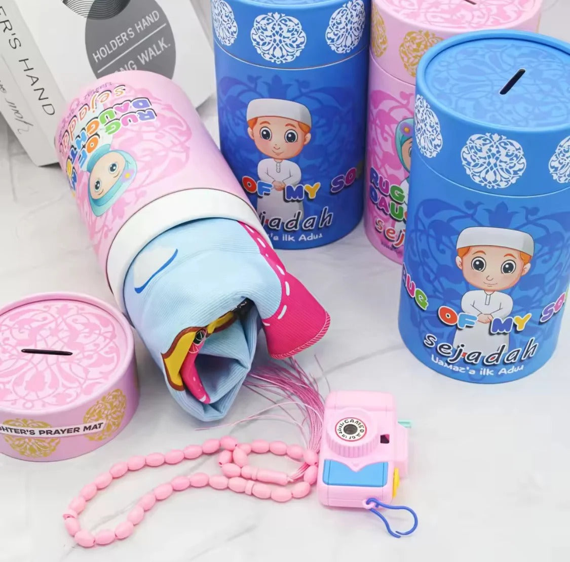 Kids Prayer Mat Set with Tasbih & Digital Counter – Islamic Prayer Set for Boys & Girls