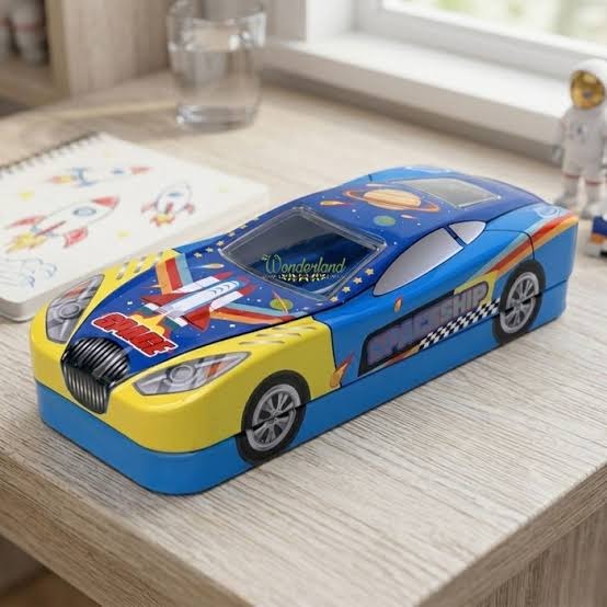 Kids Car Shape Pencil Box – Space Rocket Design | Large Capacity Stationery Organizer