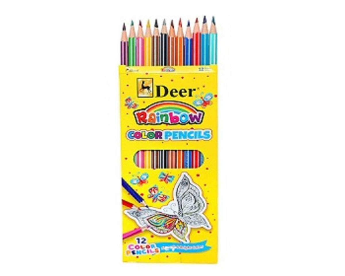 Deer Rainbow Colour Pencils – 6pcs Half, 12pcs Half, 12pcs Full & 24pcs Full