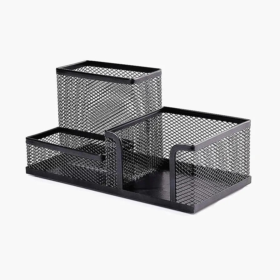 Metal Mesh Desk Organizer Set | 3, 4 & 8 Compartment Pen Holder | Office Desk Organizer | Stationery Storage Rack | Home, School & Office