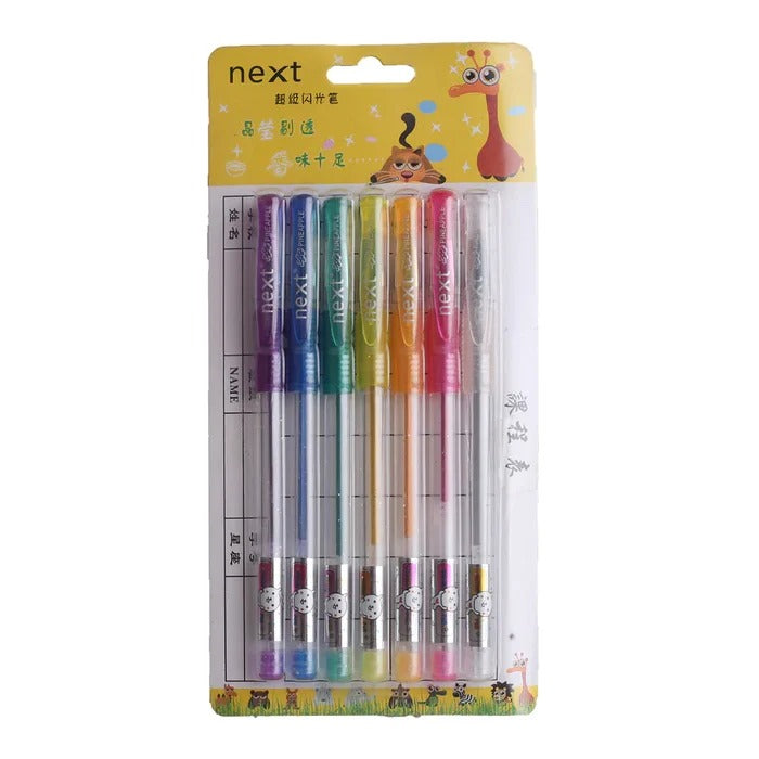 Glitter Pen Set – 7 Pcs & 12 Pcs | Colorful Glitter Gel Pens for Writing, Drawing & Craft