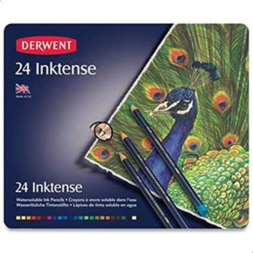 Derwent Inktense Pencils, 4mm Core, Metal Tin, 24 Count