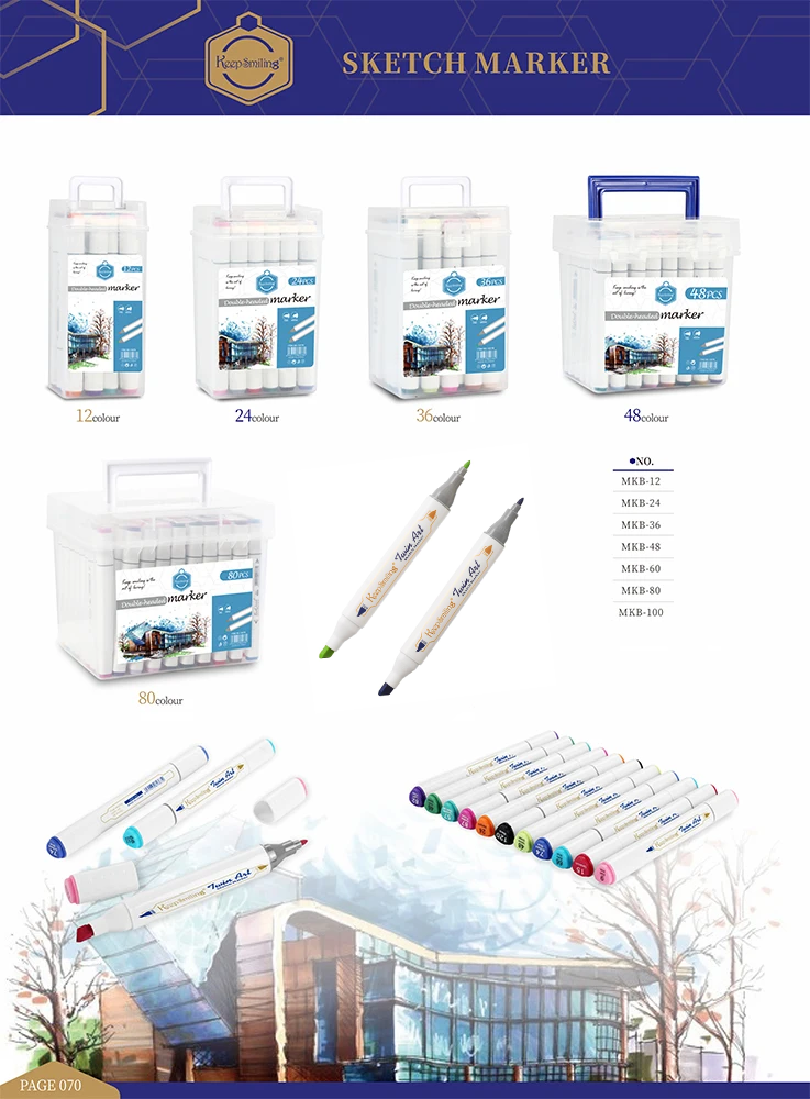 Keep Smiling Double Head Twin-Tip Alcohol & Acrylic Markers – 12 to 120 Vibrant Colors