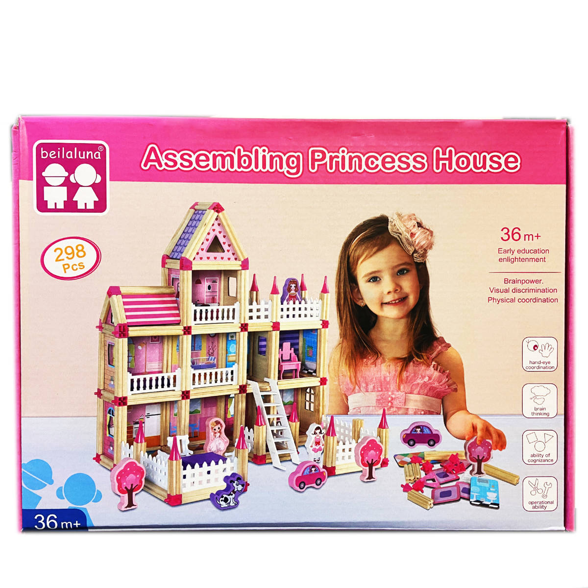 Assembling Princess Wooden House For A GIRL CONSTRUCTION BLOCKS TOY 298pcs