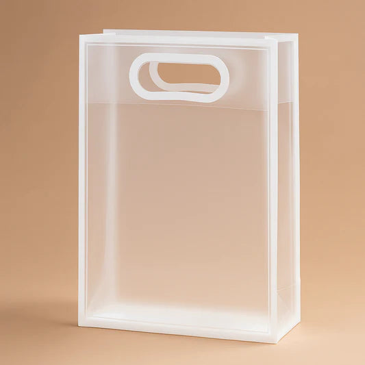 Transparent Gift Bag Extra Large 40x30x15cm with Handle | Clear PVC Gift Packaging Bag for Stationery Hampers & Event Gifts 3pcs