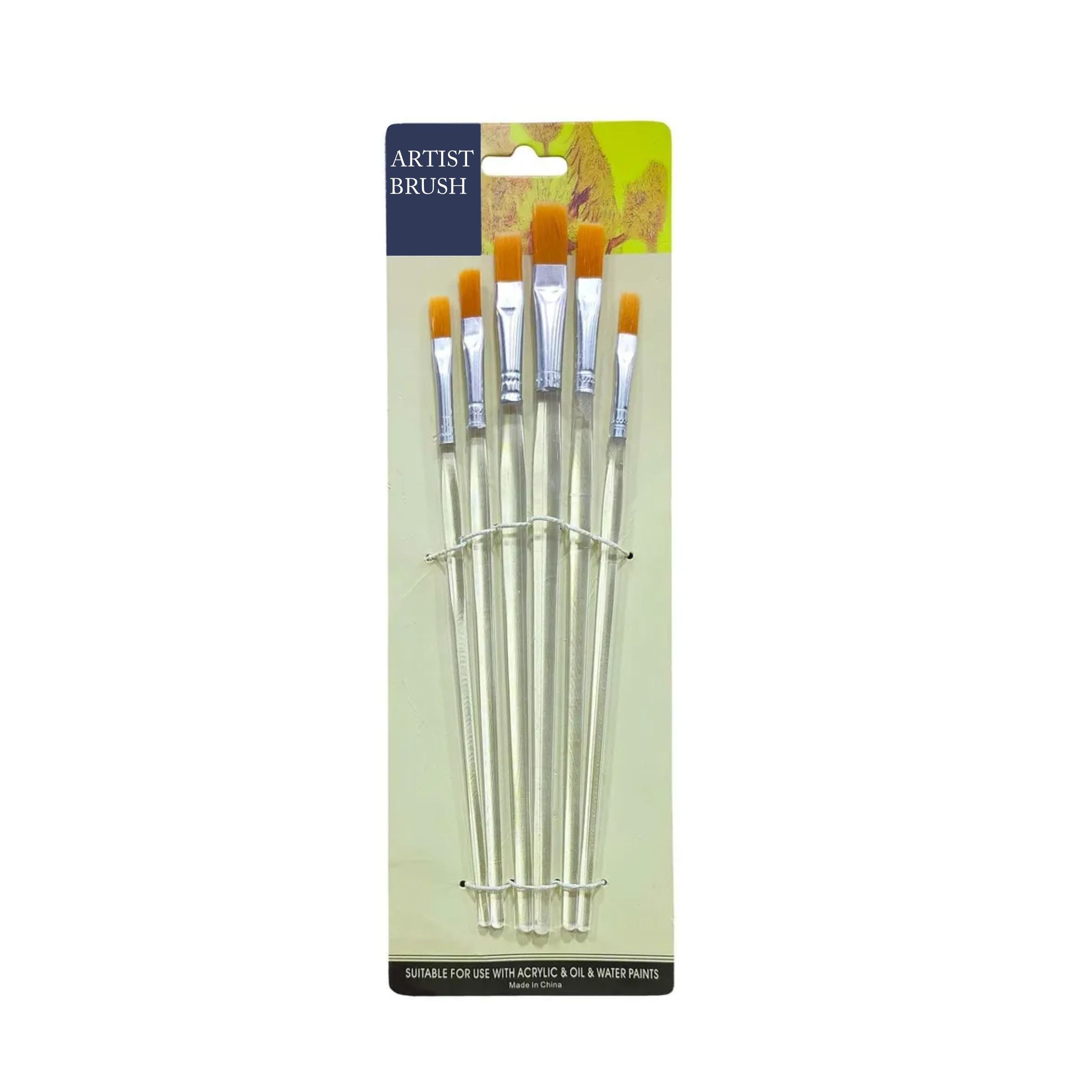 Transparent Flat Brushes Pack of 6