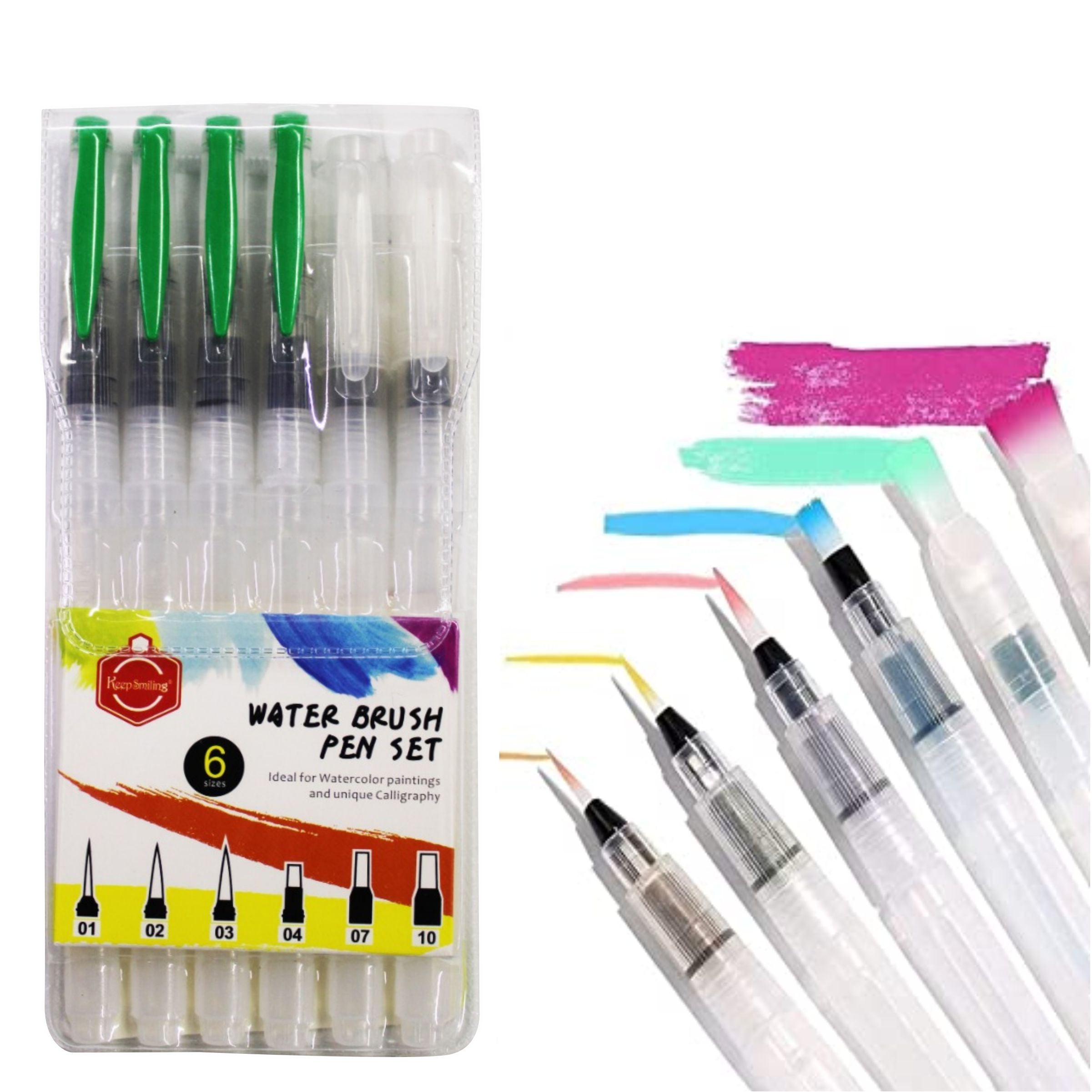 Keep Smiling Water Brush Pen 6Pcs Set