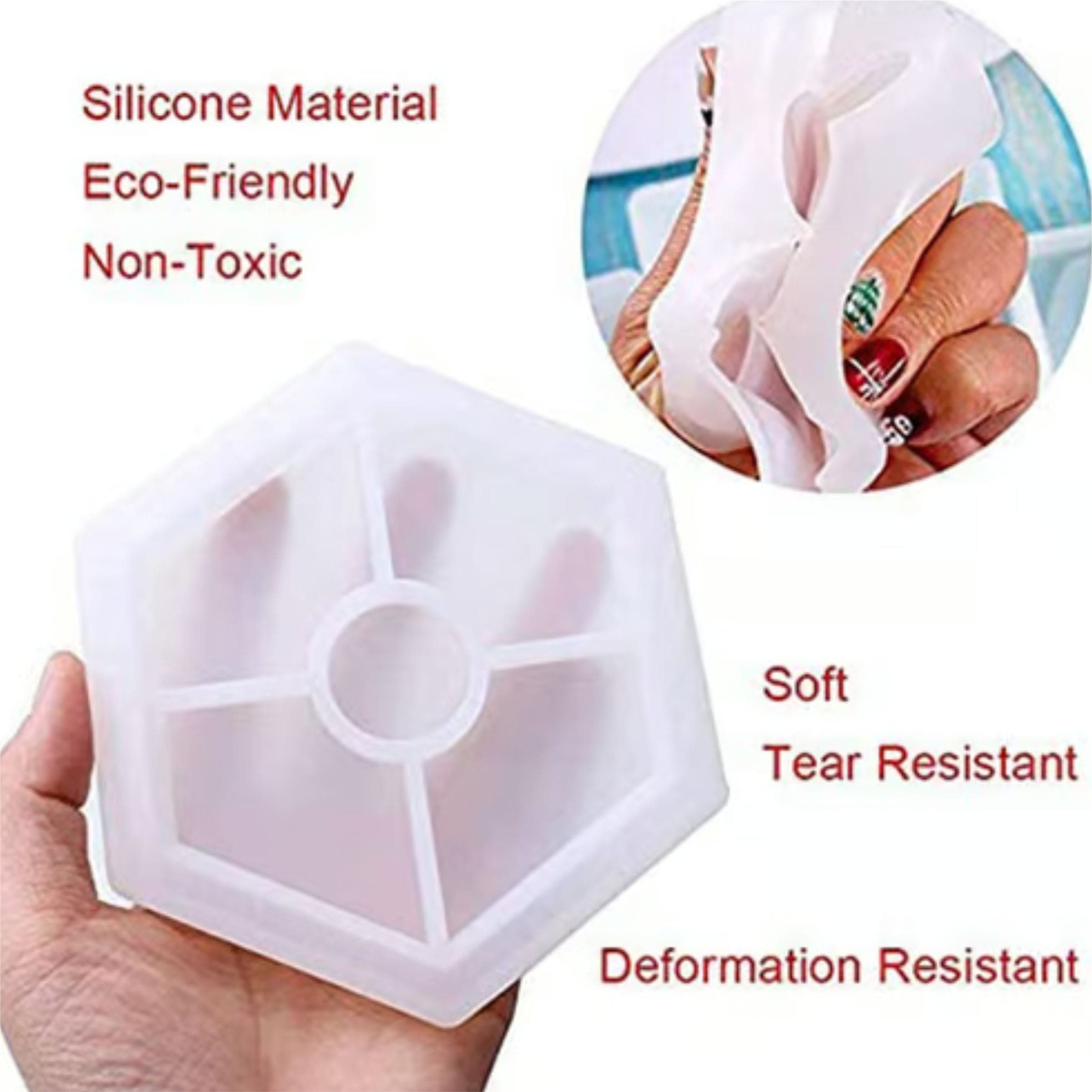 Resin Hexagon Silicone Casting Mold (1 Pcs)