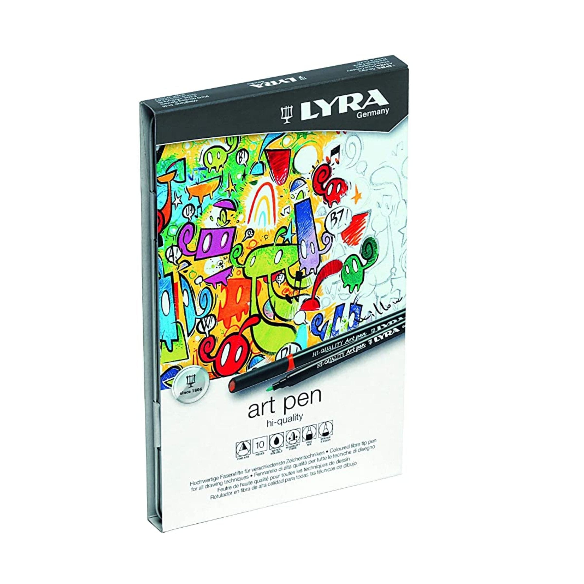 Lyra Hi Quality Art Pen Tin Box Of 10