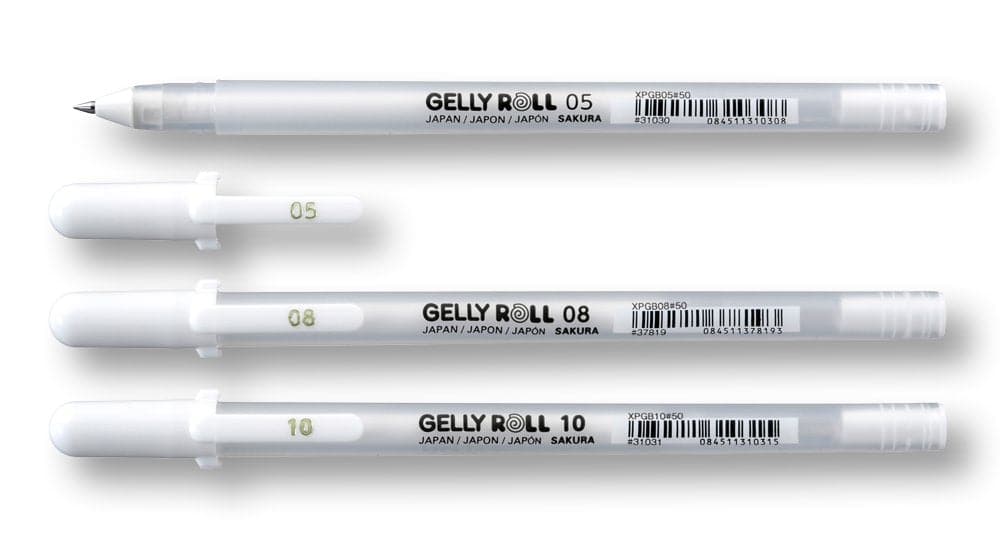 Sakura Square Black Sketchbook and 3 White Medium 08 Gelly Roll Pens 