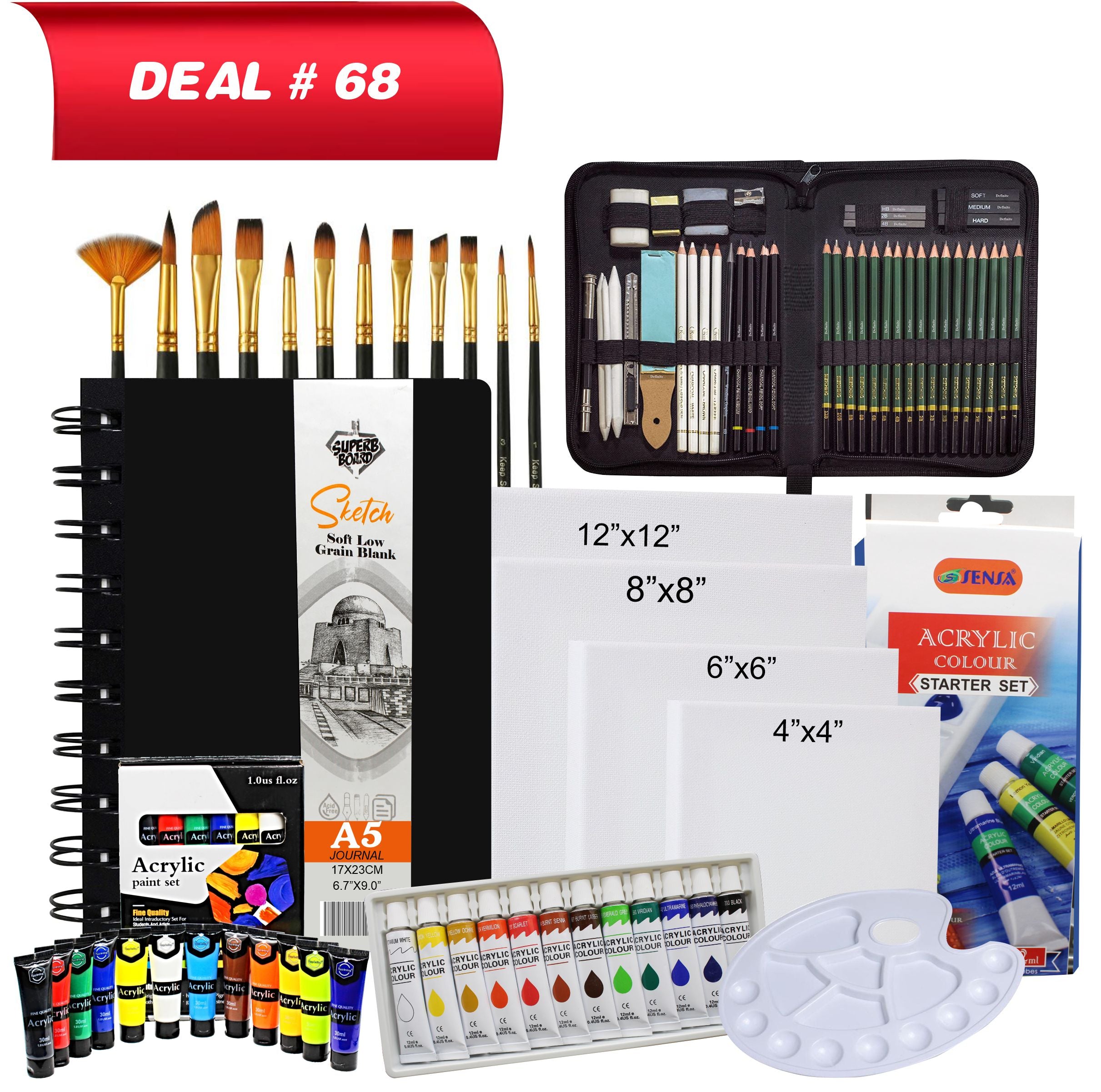 Sketching & Acrylics Kit For Artist's, Deal No.68