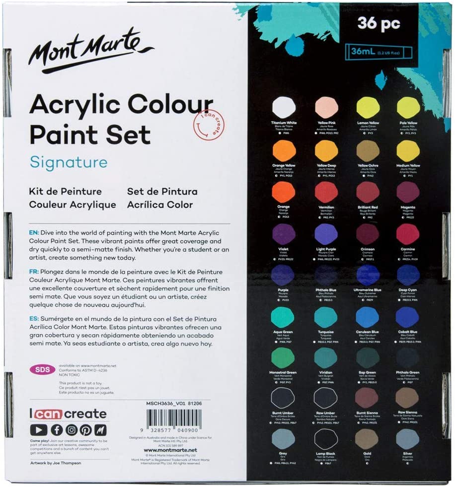 Mont Marte Acrylic Colour Paint 36 ml Set Of 36