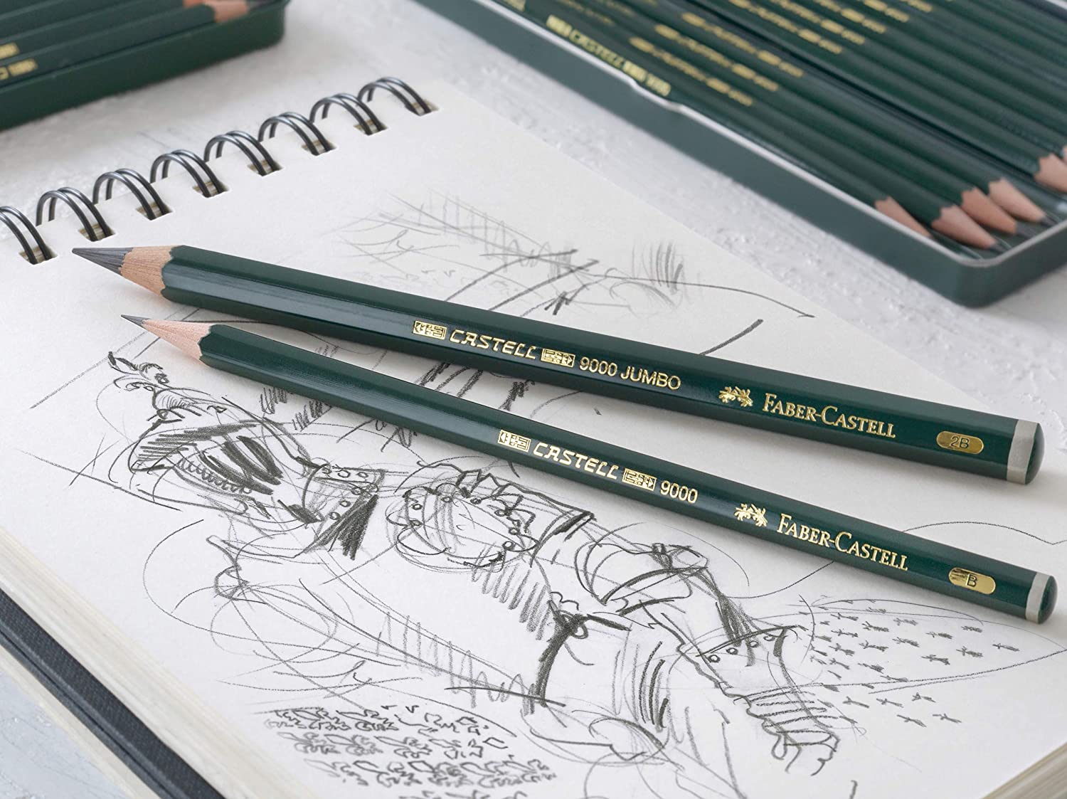 Faber Castell 9000 Jumbo Graphite Pencil Art Tin Set of 5