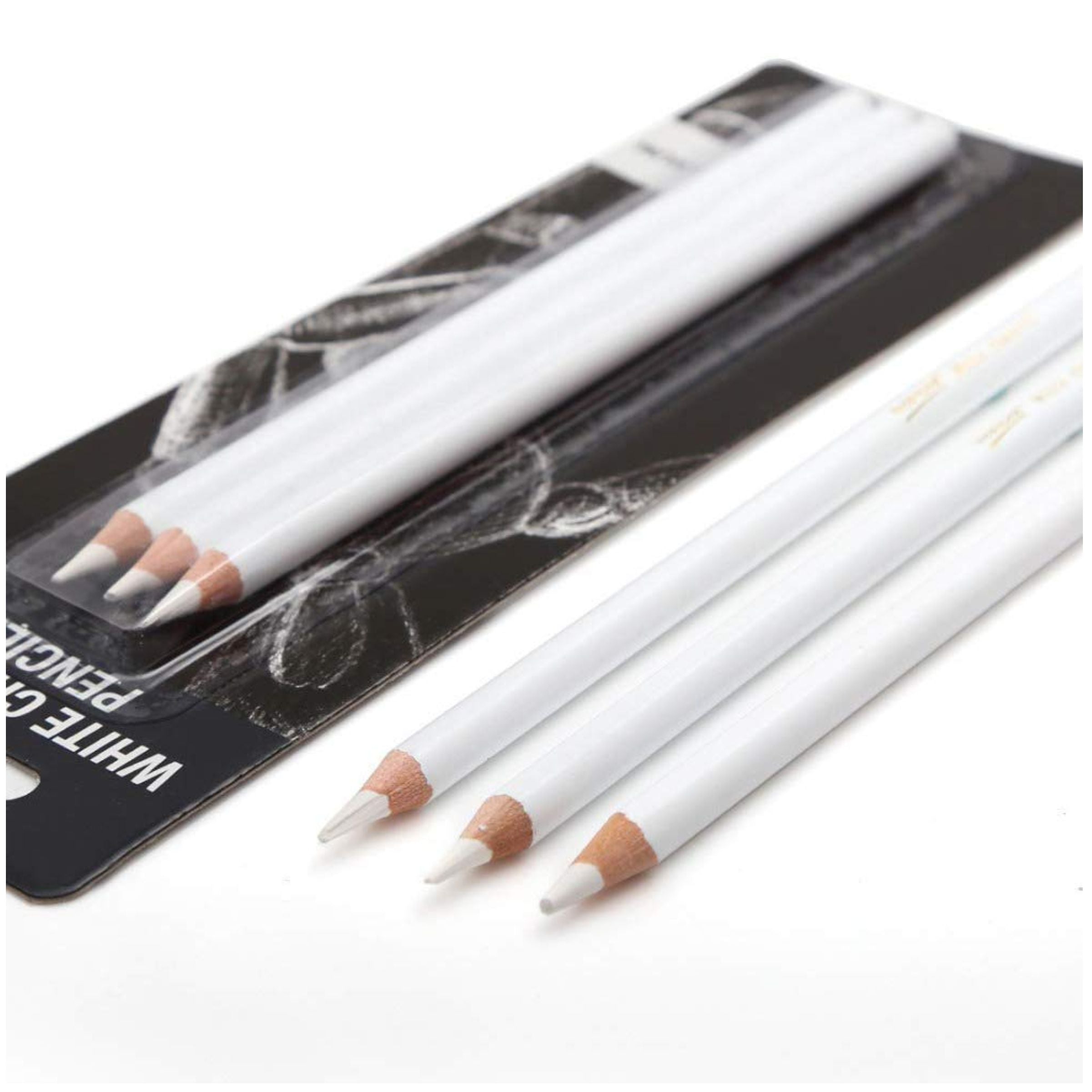 Keep Smiling White Charcoal Pencil Pack of 3