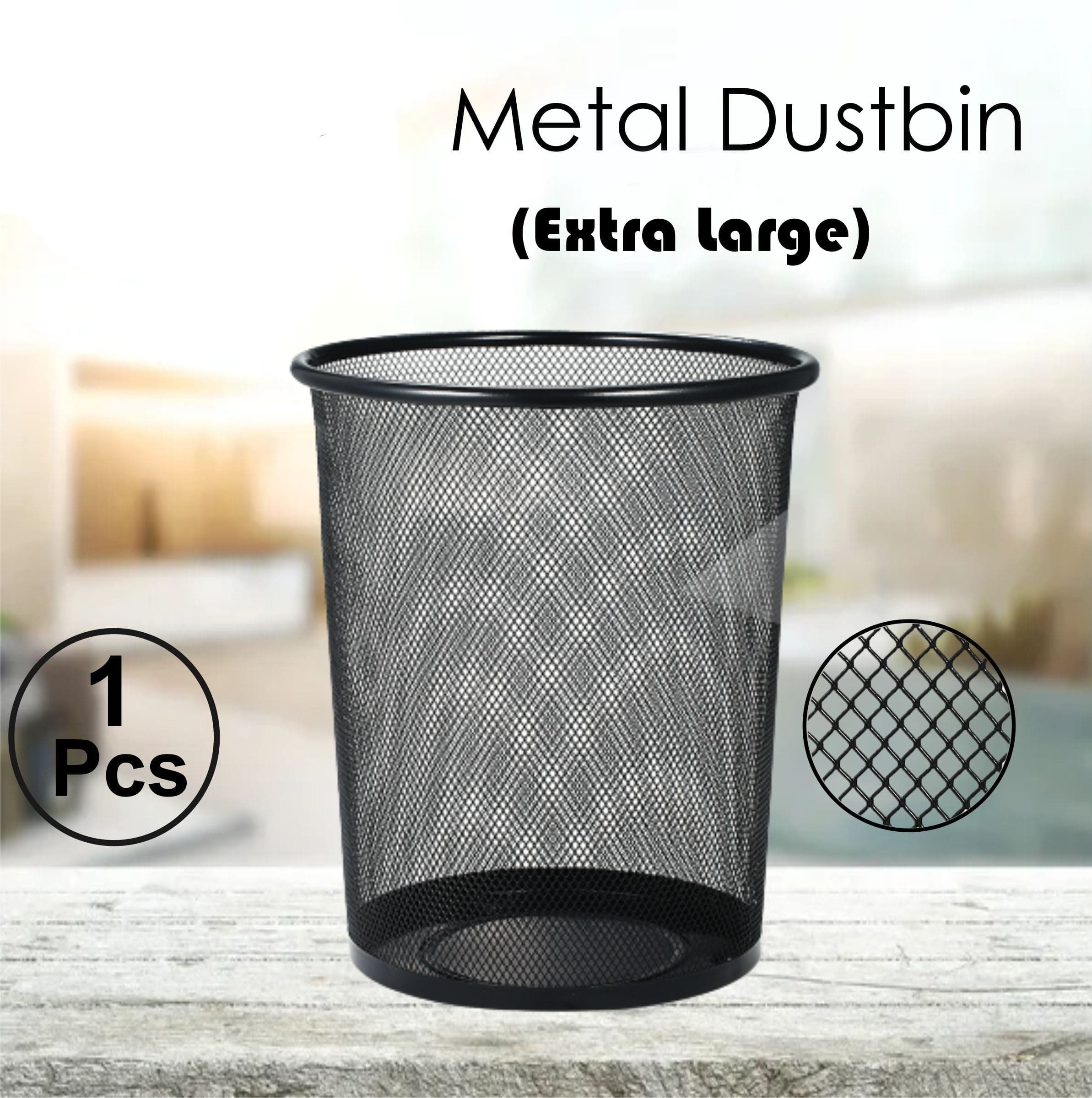 Metal Mesh Black Round Dustbin 13.5 inches