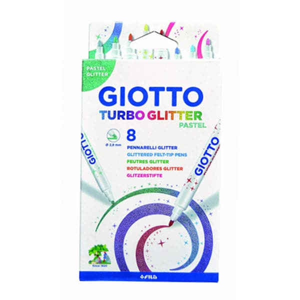 FILA Giotto Turbo Glitter Marker Pastel shades 8 pcs set