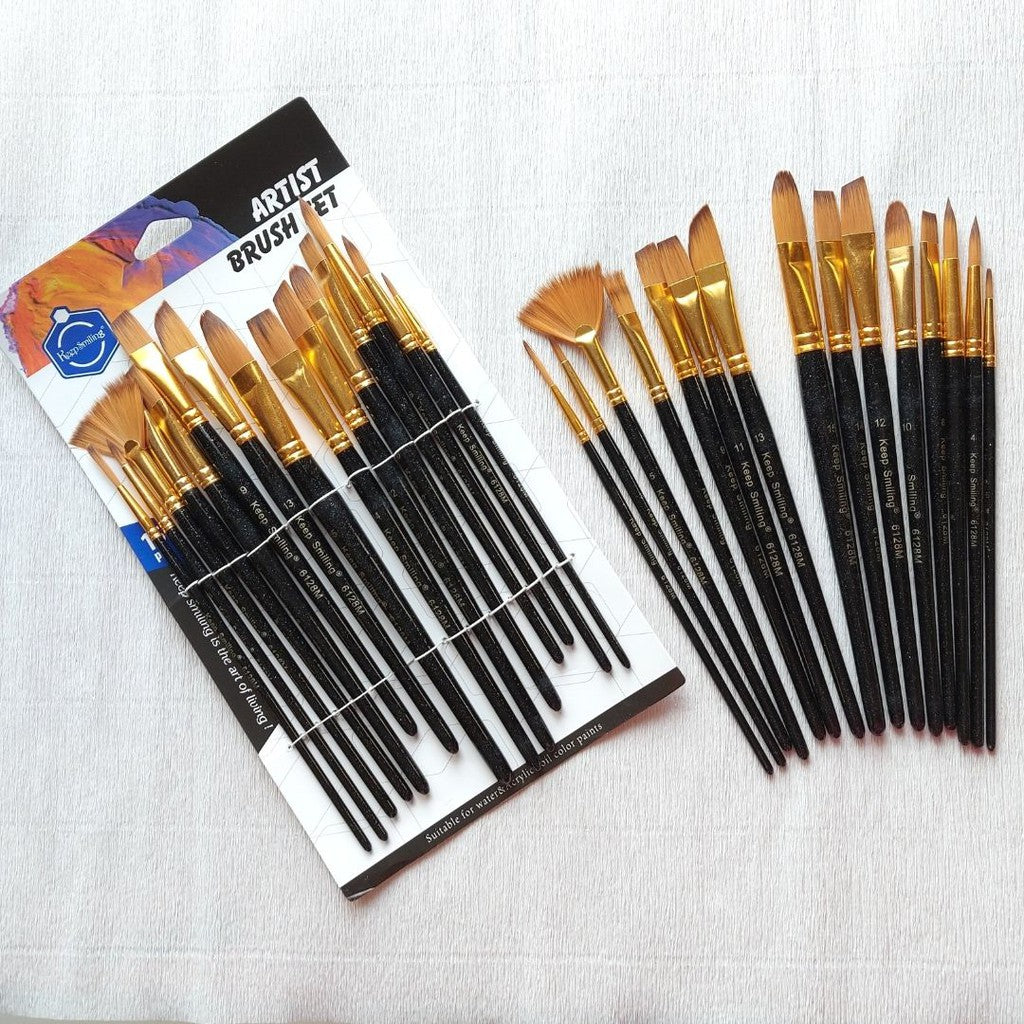 Keep Smiling Professional Artist Brushes Pack of 15