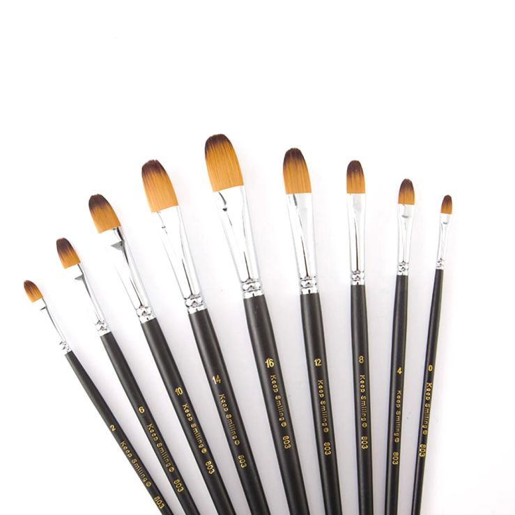 Keep Smiling Professional Artist Filbert Tip Paint Brush Pack of 9