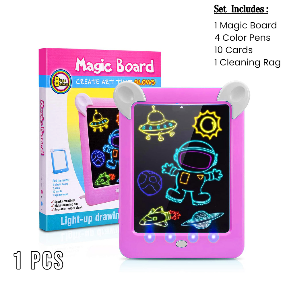 Magic Pad Set Magic Board Light - Up Drawing Pad 8 Light Effects Board Sketchpad Tablet for Kids 3D Handwritten Magic Board