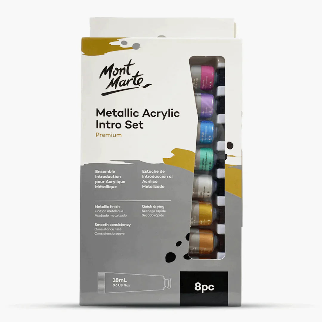 Mont Marte Metallic Acrylic Paints 18 ml Tubes Set Of 8 Pieces