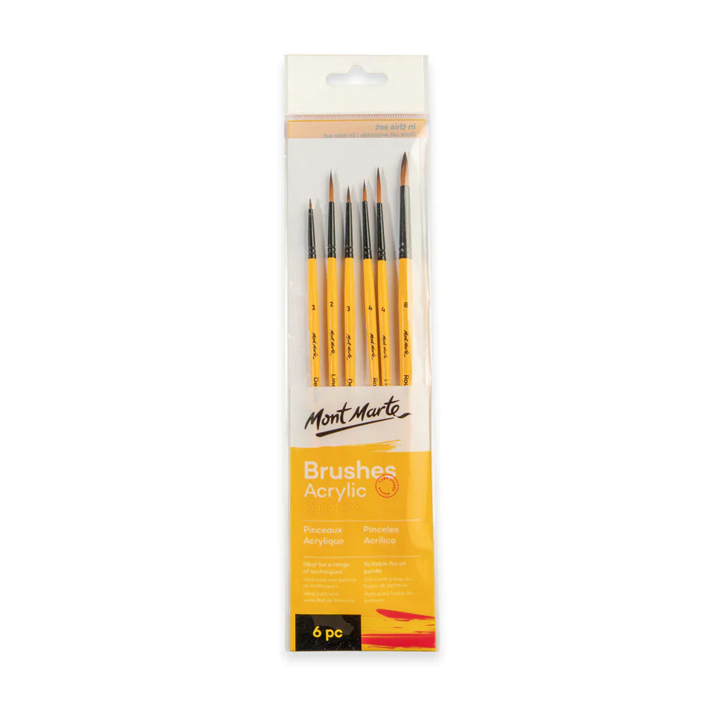 Mont Marte Gallery Series Acrylic Brush Set Of 6