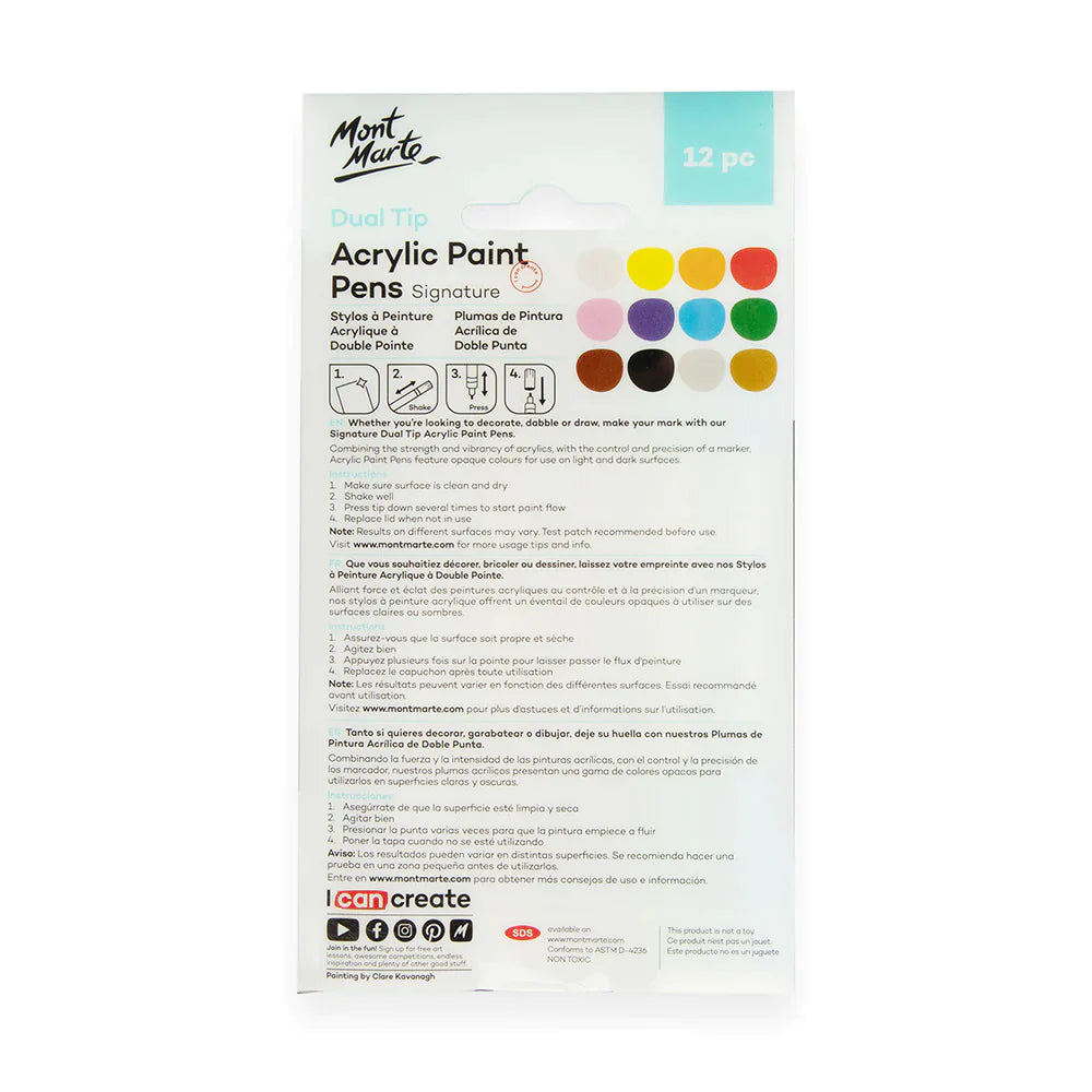 Mont Marte Dual Tip Acrylic Paint Pens Signature Set of 12