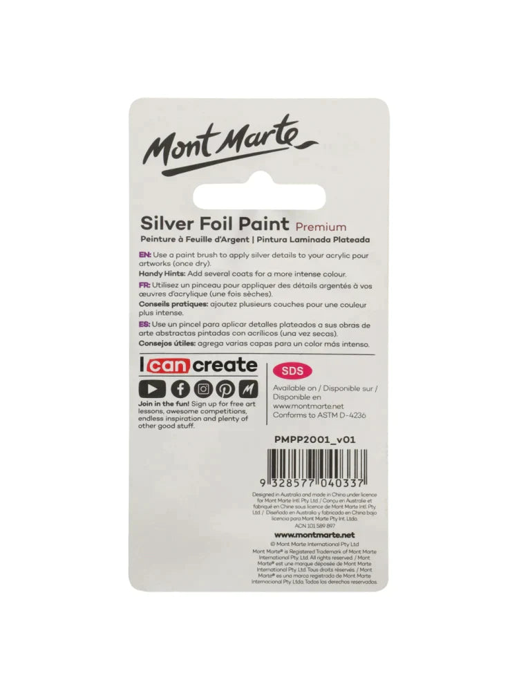 Mont Marte Premium Silver Foil Paint 20ml
