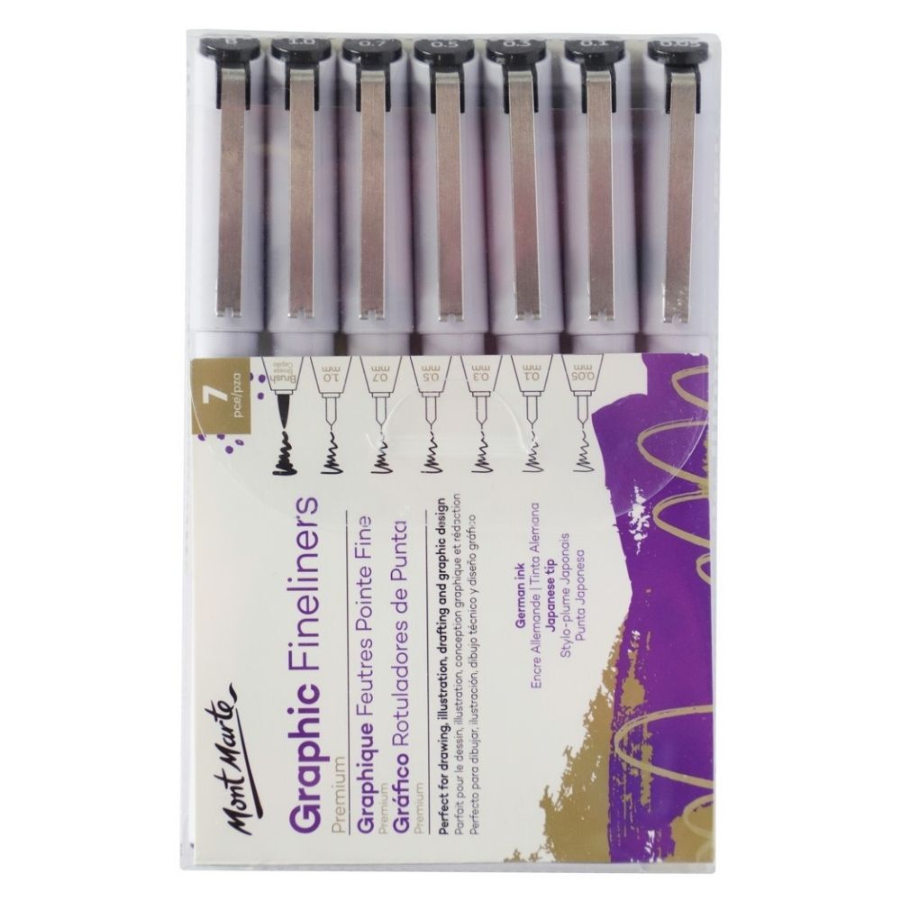 Mont Marte Graphic Fineliners Pack Of 7