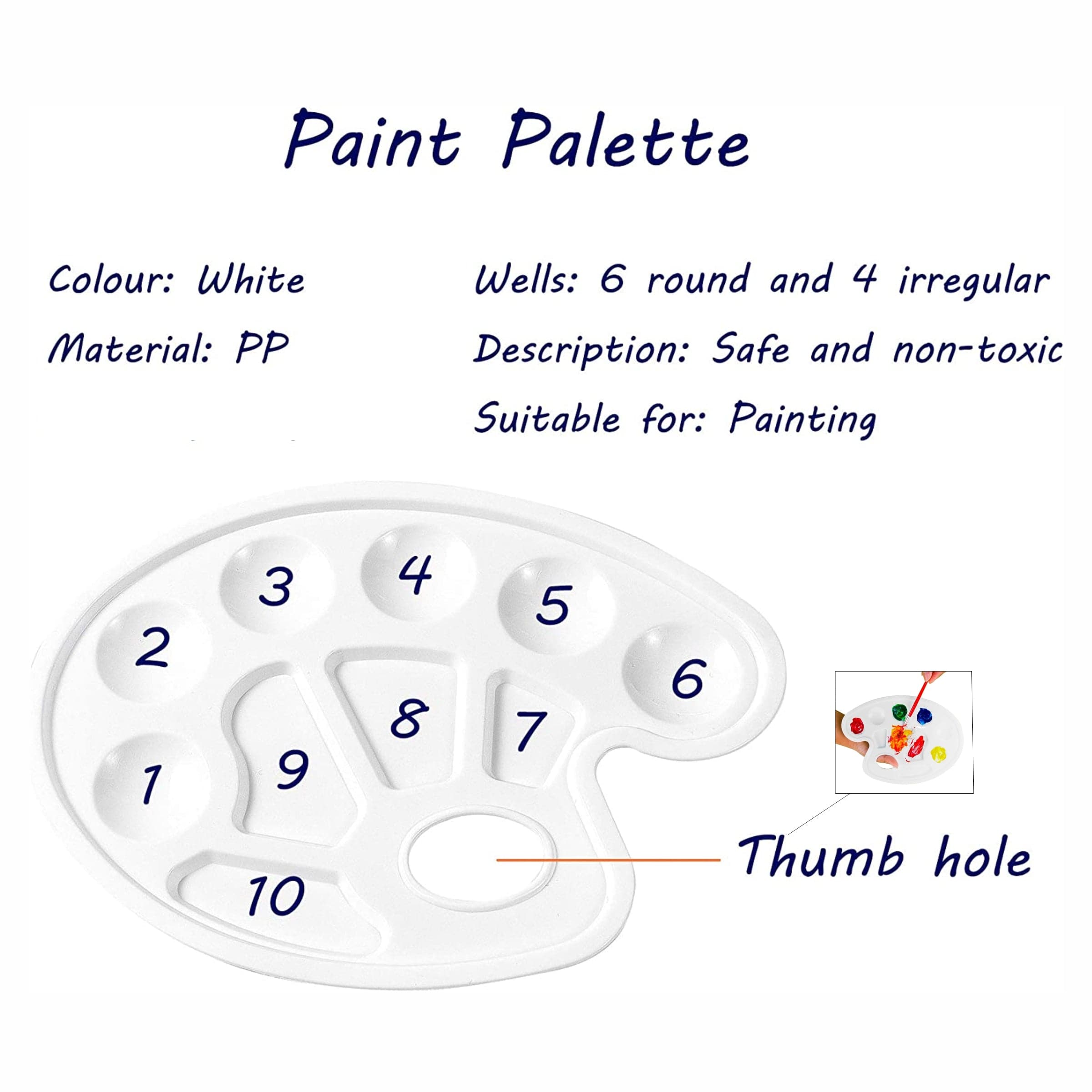 Hot Selling Art Paint Palette Tray 10 Wells Plastic Drawing