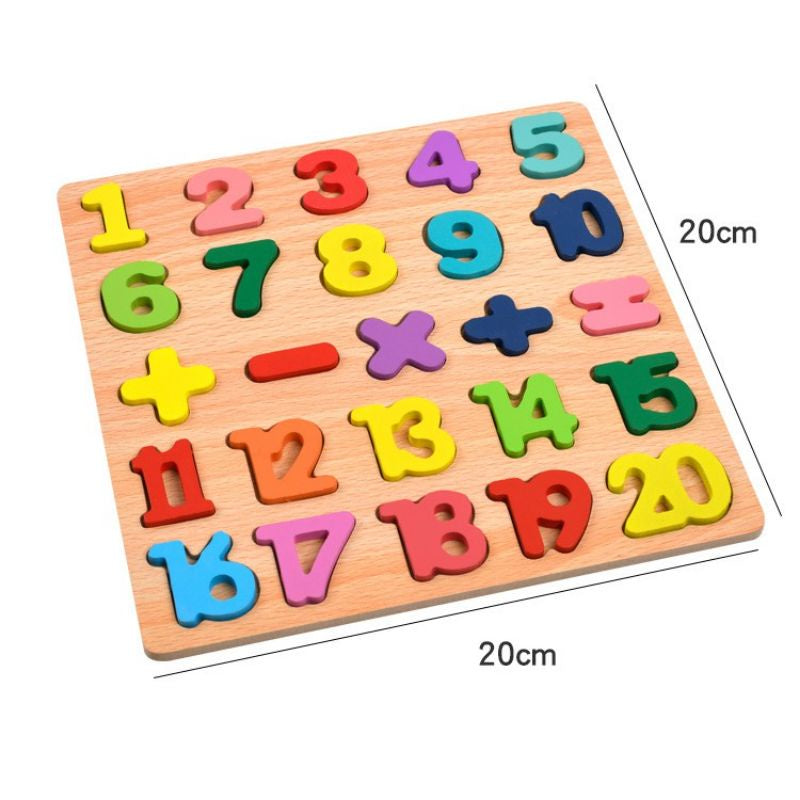 Wooden Puzzle Toys Kid Number Letter Matching Jigsaw Board