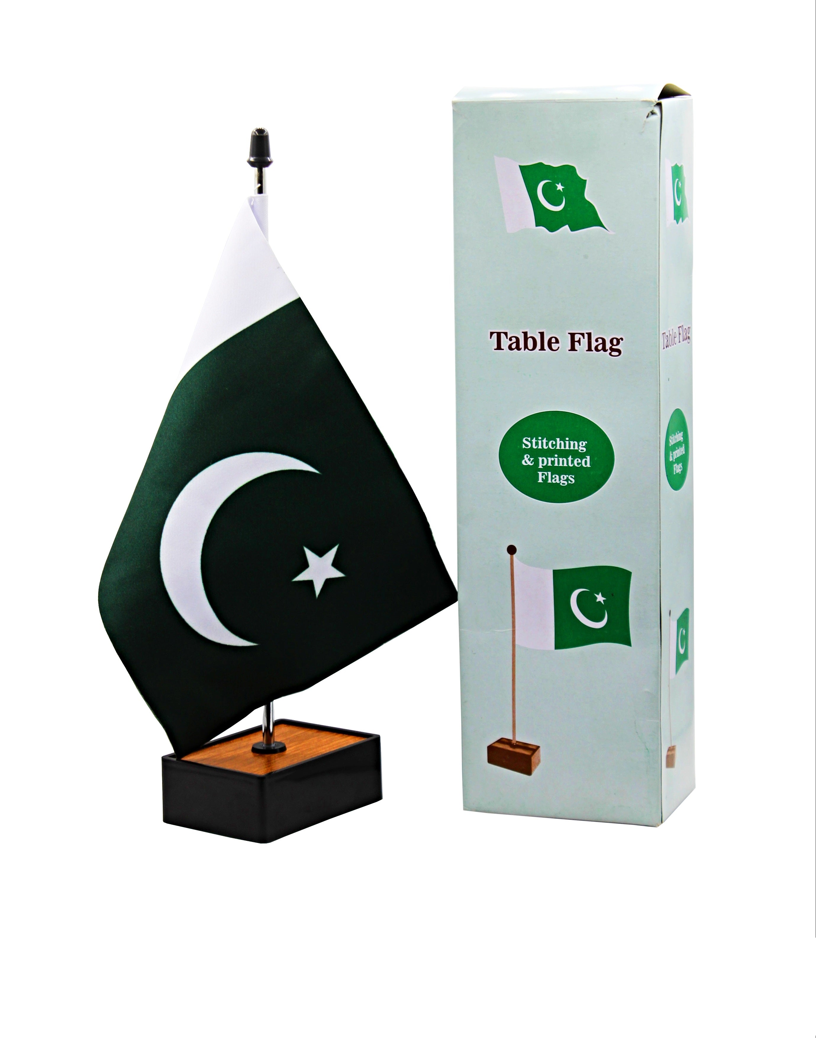 Pakistan Table Flag With Wooden Stand For Executive Office
