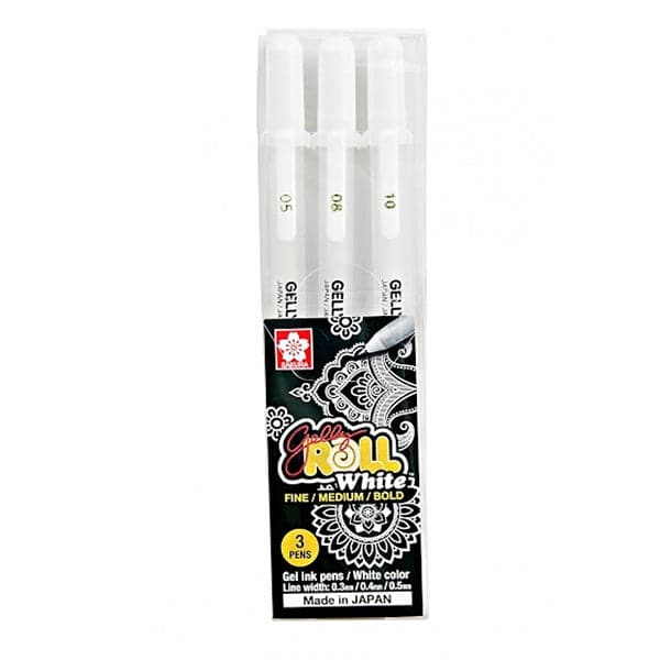Sakura White Gelly Roll Gel Pen Pack of 3