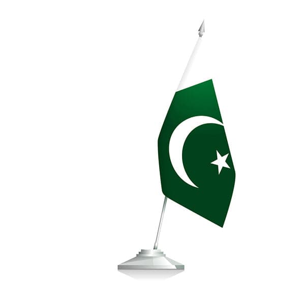 Pakistan Table Flag, Stainless Steel, Embroidered, Executive Look