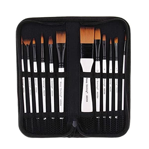 Keep Smiling Value Painting Brush Set Of 12 Pcs With Carry Case